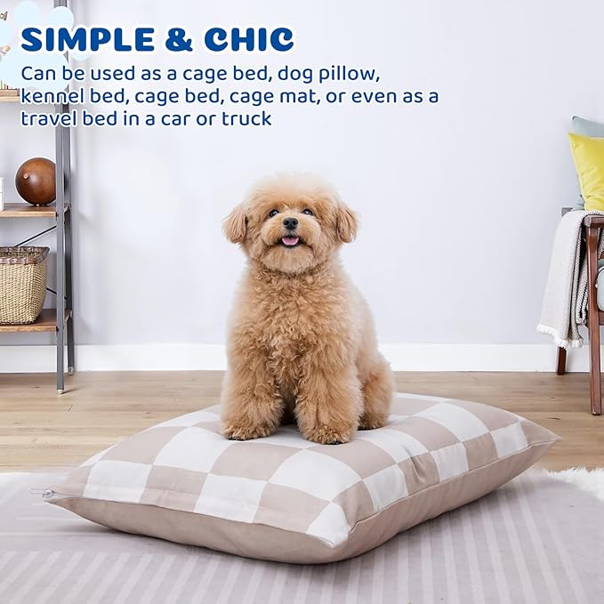 Medium Dog Bed with Removable Washable Cover for Small Dogs Deluxe Plush Dog Crate Beds Comfy Kennel Pad Waterproof Lining and Blue Gel Memory Foam Memory Foam（Brown 30 * 20 * 4in）