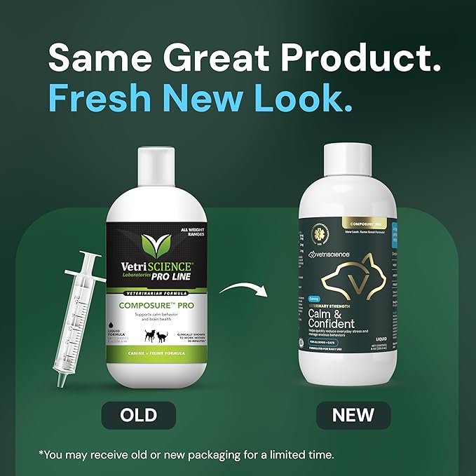 VetriScience Veterinary Strength Calm & Confident Liquid - Liquid Calming Supplement for Dogs & Cats - Pet Relaxation Formula - Clinical Strength - Easy to Administer - Unflavored - 8 oz