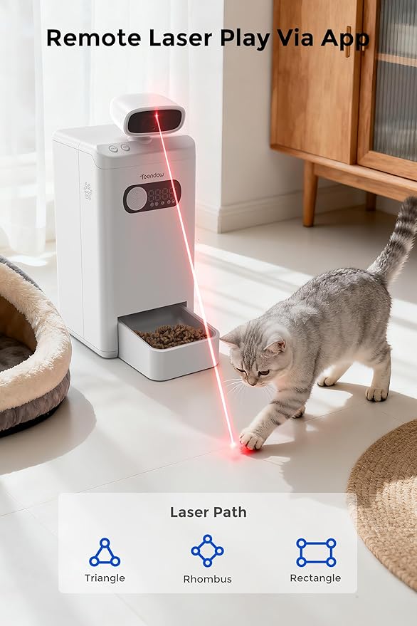 Teendow XLY-M1 Automatic Cat Feeder with Camera, 3.5L Cat Food Dispenser, AI Subscription Pet Feeder 4MP HD Video with Night Vision Timed Feeding Dry Food for Cat & Dog APP Control 5G WiFi