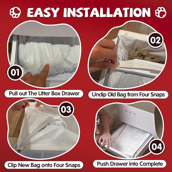 120 Pcs Cat Litter Bags for Pet Snowy Snow+ Cat Litter Box, Self-Sealing Drawer Liner Bags for Pet Snowy, Thickened & Wear-Resistant