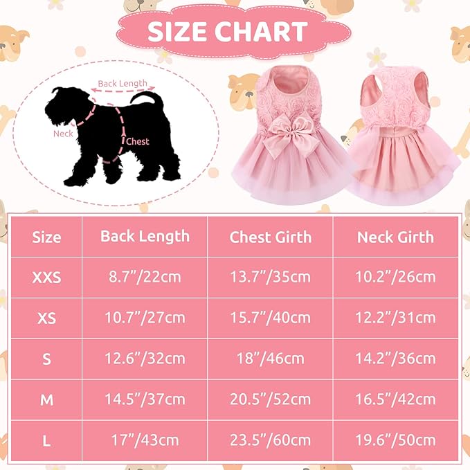 ASENKU Dog Dress Pet Wedding Dress Princess Lace Puppy Birthday Party Outfit Formal Apparel Girl for Small Medium Dogs Cats (Large, Pink)