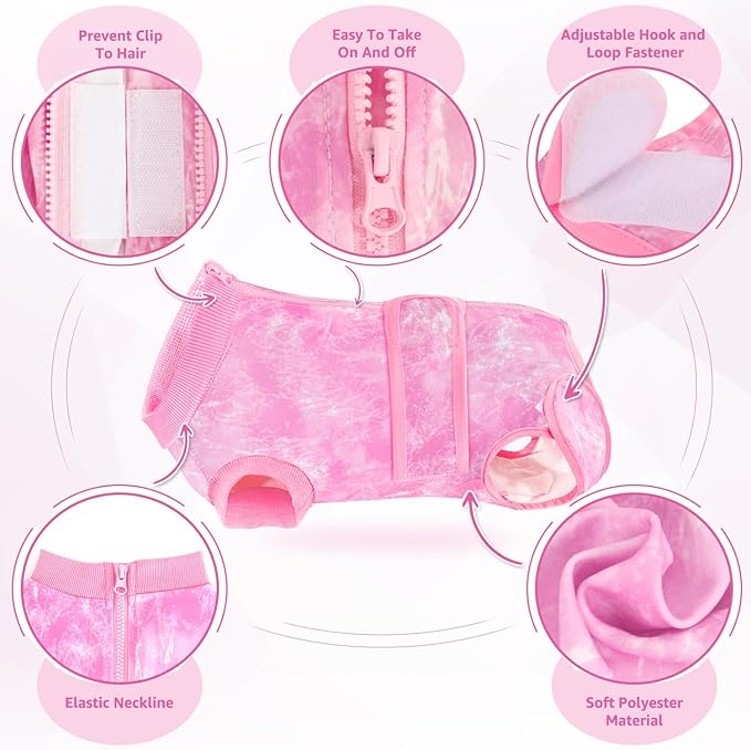 Lukovee Recovery Suit for Dogs, Zipper On Recovery Suit for Female Male Dog, Onesie Abdominal Wounds Cone E-Collar Alternative Prevent Licking Spay Recovery Suit (XXL,TPI)