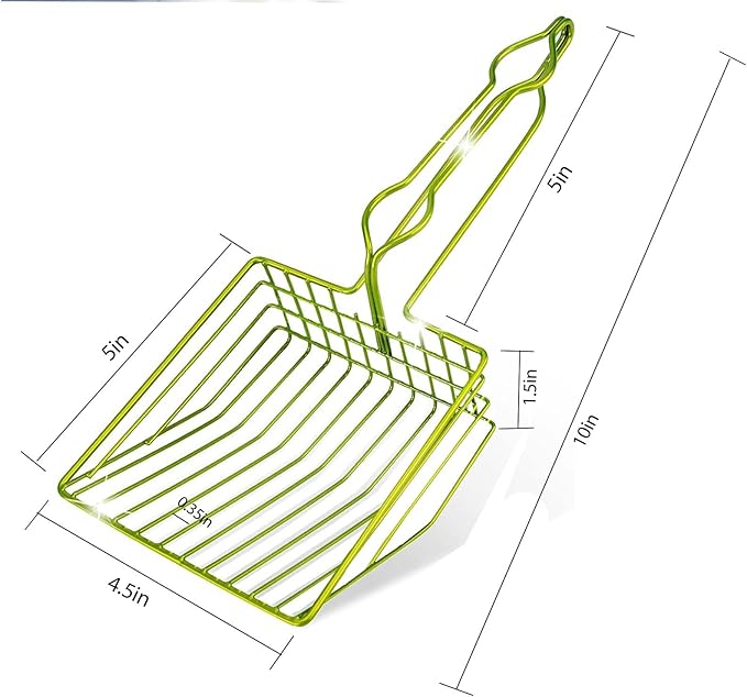 DHXYZZB Cat Litter Scoop, Metal Cat Litter Scooper Kitty Poop Scooper Stand for Litter Box, Fast Sifting Non-Stick Large Cat Poop Sifting cat Scooper (Only Scoop) (Green, Small)