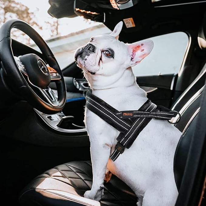 Didog Soft Flannel Padded Dog Vest Harness, No Pull/Quick Fit Reflective Dog Strap Harness, Easy for Training Walking (S:Chest 18-22", Black)