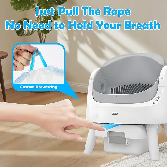 120 Count Cat Litter Bags For Poop Compatible with Litter Robot Waste Bags,Litter Box Liners With Drawsting For Automatic or Self-Cleaning Cat Box, Heavy-Duty, Extra Thick,26.37"X15.74"