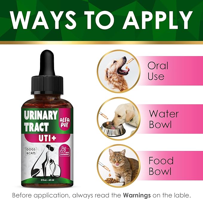 Сat Urinary Tract Infection Treatment with Cranberry – Dog UTI Treatment to Care for Bladder – Cat UTI Treatment for Kidneys – Preventive Support for Renal Health in Drops – 2 Oz