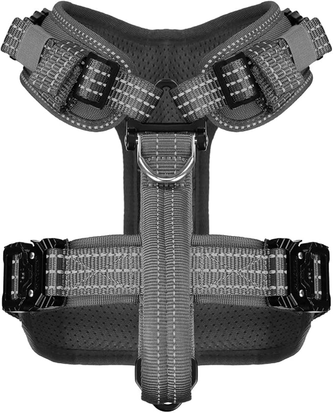 ICEFANG Dog Strap Harness with All-Metal Hardware,for Small Sized Dog,K9 Vest,Y-Shape Soft Padding,Adjustable Pet Harness,No-Pull Front Leash Clip (Small (Pack of 1), Grey)