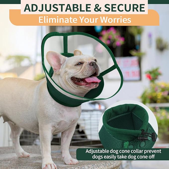 Allroaring Dog Cone Collar After Surgery, Soft Dog Cones for Large Dogs, Breathable Pet Elizabethan Collar Dogs Recovery Cone to Stop Licking Protective Wound Lightweight E-Collar, Green XL