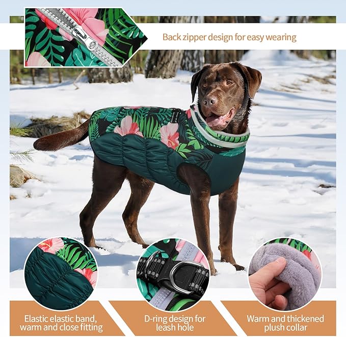 Dog Jackets for Large Dogs, Large Dog Winter Coat, Pet Cold Weather Coats, XXXL Pet Jacket with D-Ring, Waterproof Coat with Back Zipper,Snowsuit Labrador German Shepherd Doberman,XXXL