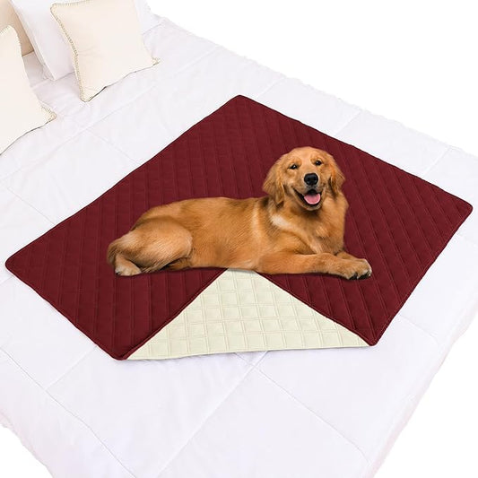 Smiry Waterproof Dog Blanket, Reversible Dog Bed Cover Pet Blanket, Soft Pet Couch Covers for Sofa Washable, Bed Couch Sofa Furniture Protector for Puppy Cat Kids (40"x50", Wine Red/Beige)