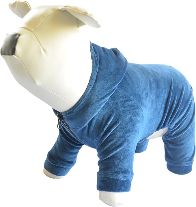 Dog Pajamas Pet Jumpsuits PJS for All Seasons, Velvet Dog Hoodies 4 Legs Four Feet Dog Onesies Stylish PJS Puppy Costume Cotton Liner Warm Pet Clothes for Small Medium Large Dogs Darkblue XL