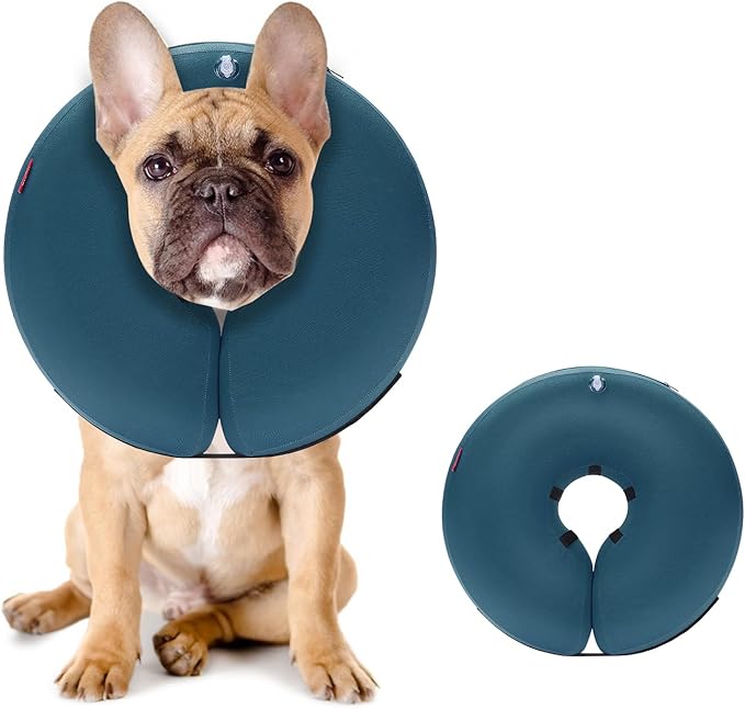 MIDOG Inflatable Dog Cone Alternative for After Surgery - Soft Protective Donut Collar Prevents Licking & Allows Eating, Comfortable Recovery E-Collar Alternative for Small Medium Large Dogs (Blue,M)