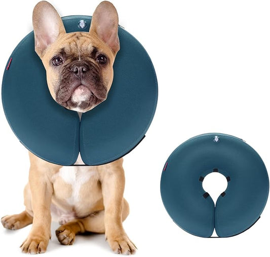 MIDOG Inflatable Dog Cone Alternative for After Surgery - Soft Protective Donut Collar Prevents Licking & Allows Eating, Comfortable Recovery E-Collar Alternative for Small Medium Large Dogs (Blue,M)