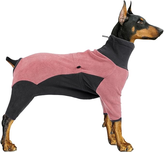 Pinellia's Warm Fleece Dog Jacket - Windproof Pajamas Bodysuit for Cold Weather - Medium/Large Dog (Pink)