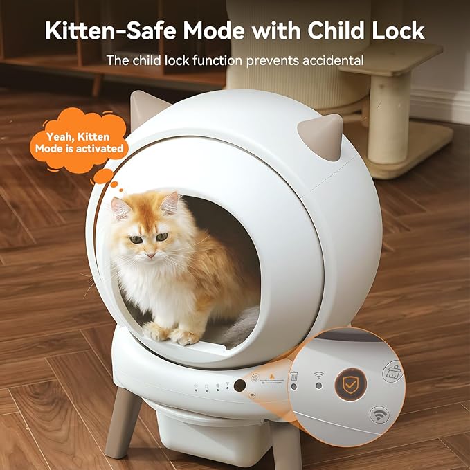 Self Cleaning Litter Box - E2 Automatic Cat Litter Box Large Smart Self Cleaning Robot for Cats, Double Safety Protection, App Control, 2 Roll Garbage Bags & Mat