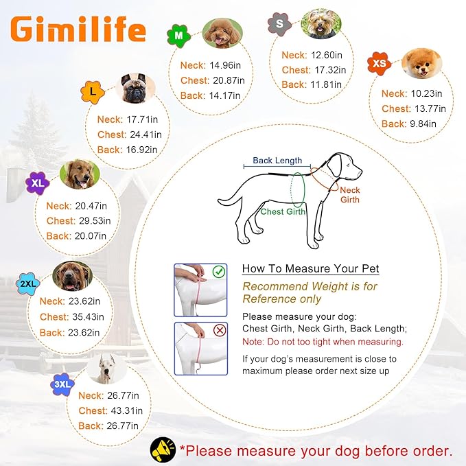 Warm Dog Winter Coat, Gimilife Dog Sweater Dogs Cold Weather Coats Waterproof Apparel Clothes Pet Jacket Padded Vest Outfit for Puppy Small Medium Large Dogs