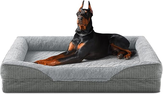 INVENHO Orthopedic Extra Large Dog Bed, XXL Waterproof Egg-Crate Memory Foam Dog Couch Bed with Washable Removable Cover, Waterproof Lining and Nonskid Bottom
