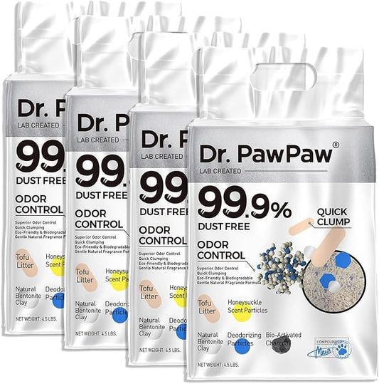 Dr. PawPaw Tofu Cat Litter, Honeysuckle Scent, 4 Pack