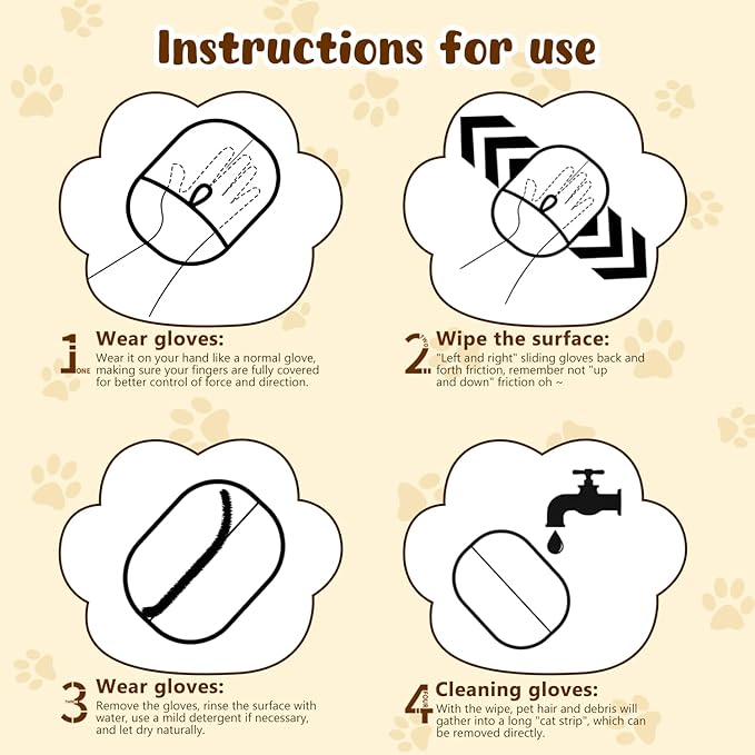 Magic Brush Pet Hair, Newly Upgraded Reusable Electrostatic Pet Hair Remover Glove, Cat & Dog Hair Remover for Couch Furniture, Carpet, Curtain, 2Pcs