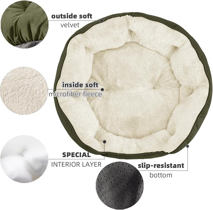 Asvin Small Dog Bed for Small Dogs, Cat Beds for Indoor Cats, Pet Bed for Puppy and Kitty, Extra Soft & Machine Washable with Anti-Slip & Water-Resistant Oxford Bottom, Green, 20 inches