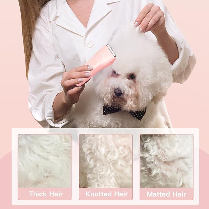 Dog Grooming Kit Clipper for Thick Coat Low Noise Cordless Cat Hair Trimmer Rechargeable Shaver Pet Grooming Tools for Small and Large Animals