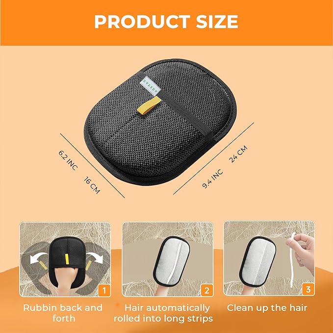 Pet Hair Removal Glove, 2 PCS Reusable Electrostatic Pet Hair Remover Glove for Dogs & Cats, Pet Hair Removal Tool for Furniture, Washable Electrostatic Gloves Pet Hair, Cat Hair Remover Glove