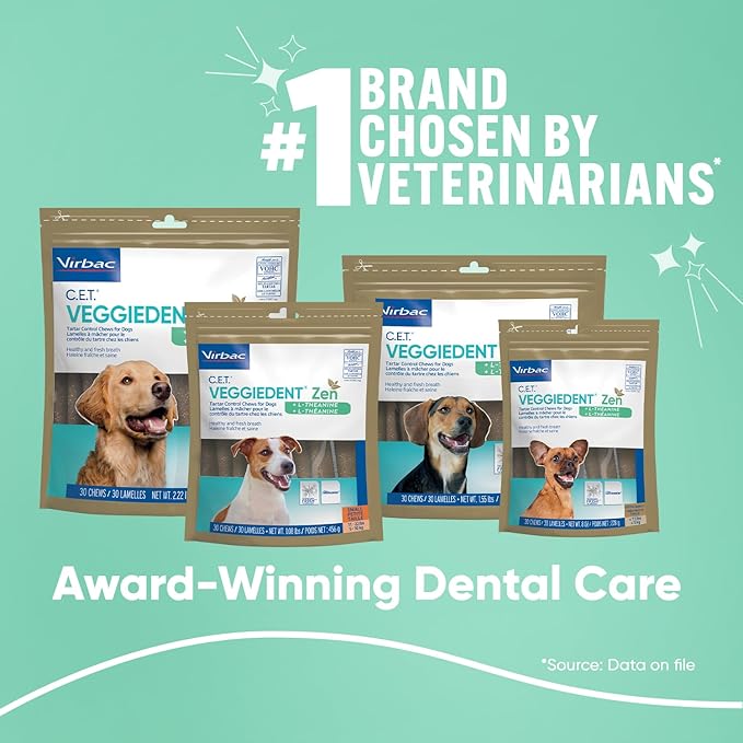 Virbac C.E.T. VEGGIEDENT Zen Tartar Control Chews for Dogs - Medium