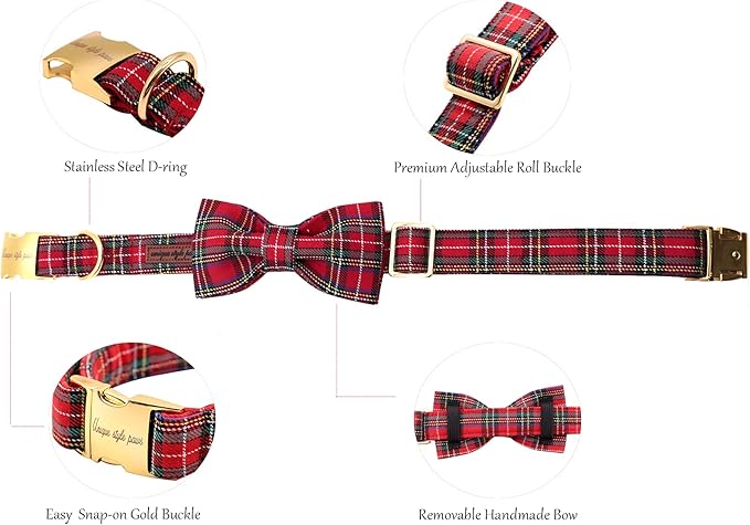 Unique style paws Christmas Dog Collar Bow tie Collar Adjustable Collars for Dogs Small Medium Large