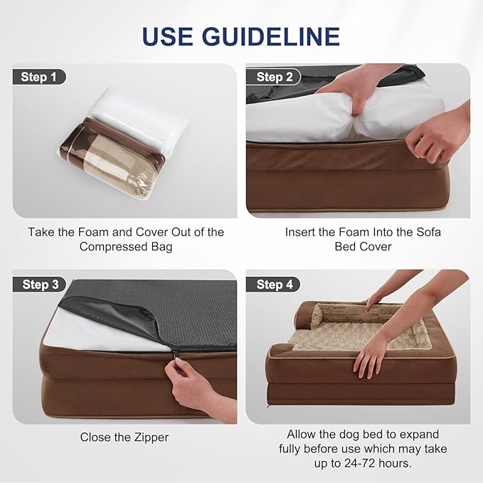 FURTIME Orthopedic Small Dog Beds - Waterproof Ultra Comfy Supportive Foam Pet Couch with Removable Washable Cover, Nonskid Bottom