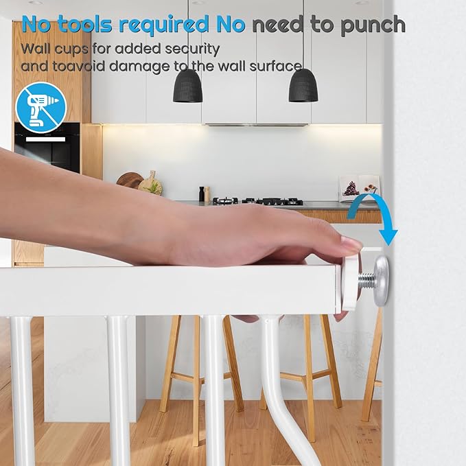 Extra Wide Baby Gate for Stairs Doorways with door, 30" Tall 66.5-75.8" Wide Easy Install Dog Gate indoor, Safety Metal Pressure Mounted Pet Gate with Walk-Thru Auto Close for the House, White