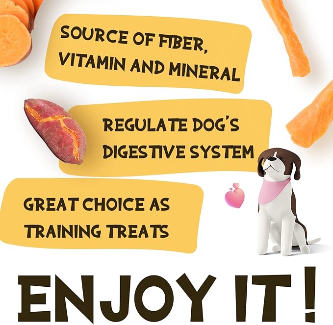 ASMPET Dog Treats Chews, Sweet Potato Strips, Gluten & Grain Free Dog Snacks for Training Rewards 10.6 oz