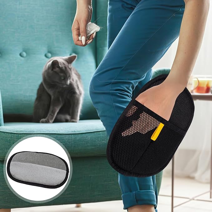 Veemoon Electrostatic Pet Hair Removal Glove, Wearable pet Hair Brush Glove Cat & Dog Grooming Tool - Washable Reusable - Suitable for Furniture Bed Sofa Clothes Carpet Car Seat (6.68 * 8.25 ")