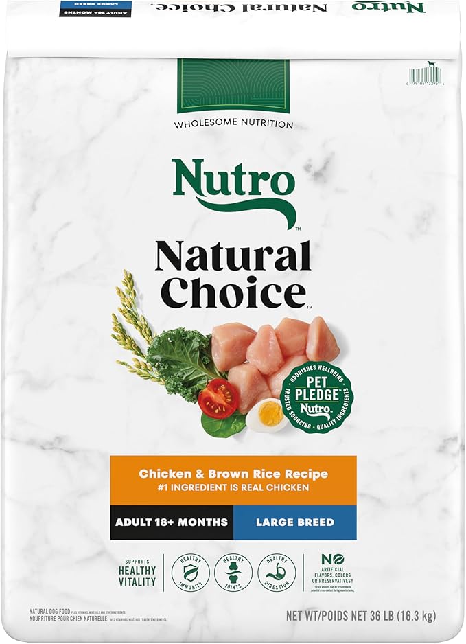 Nutro Natural Choice Adult Large Breed Dry Dog Food, Chicken and Brown Rice Recipe, 36 lbs.