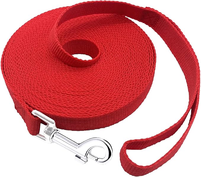 PETGOGO 15ft 20ft 30ft 40ft 50ft Long Dog/Puppy Lead Obedience Recall Training Dog Leashes for Small Medium Dogs Camping, Training, Play, or Backyard (15 FT, Red)