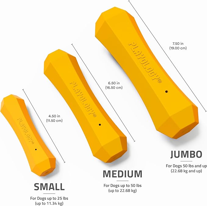 Playology Dog Toys | Durable Squeaky Chew Stick for Dogs | Medium Cheddar Cheese Scented Toy - Easy to Clean and Made from Non Toxic Materials