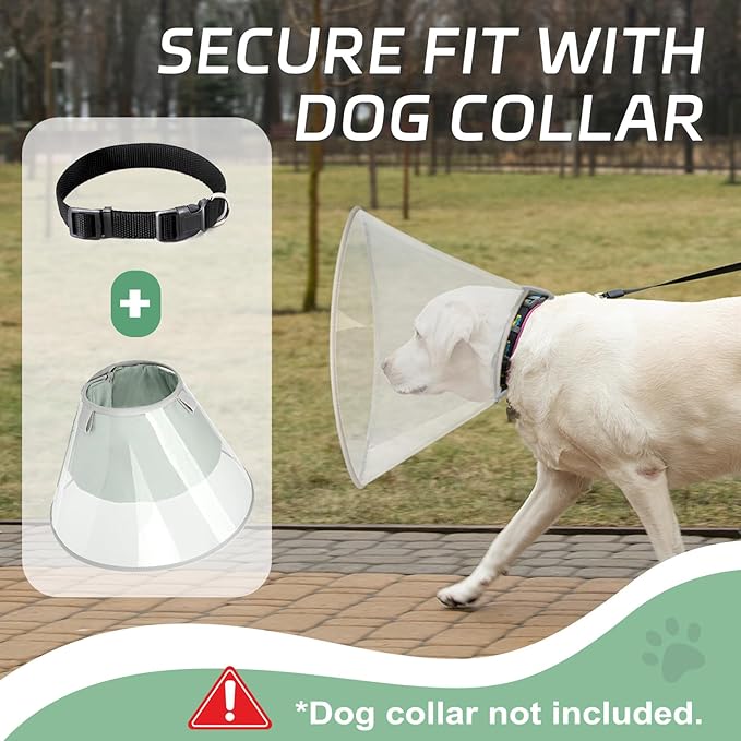 Dog Cone Collar to Stop Licking, Clear Elizabeth Recovery Collar with Soft Pad for Large, Medium, Small Dogs, Pet Head Cone Alternative After Surgery, Neutering, Injury (XL)