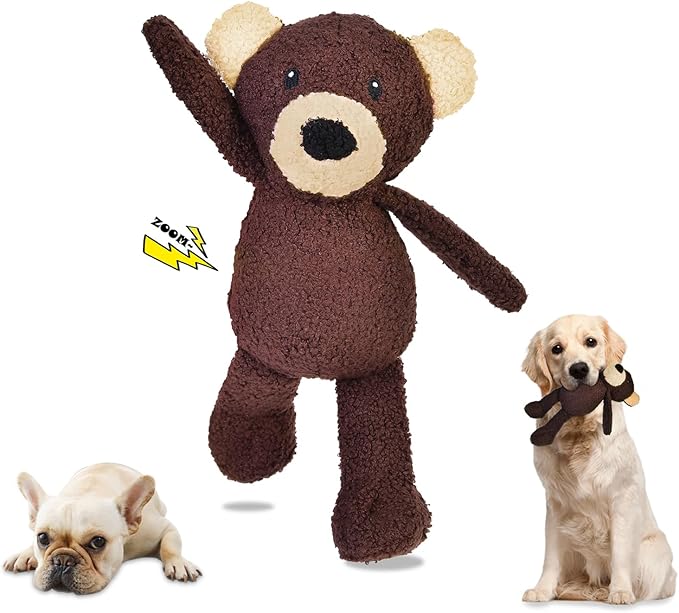 3-Layered Stuffed Dog Toys for Small Medium Dogs, Soft Plush Squeaky Dog Toys to Keep Them Busy for Small Medium Large Breed, Cute Animals Puppy Teething Chew Toys - Bear S