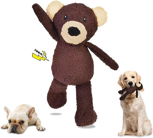 3-Layered Stuffed Dog Toys for Small Medium Dogs, Soft Plush Squeaky Dog Toys to Keep Them Busy for Small Medium Large Breed, Cute Animals Puppy Teething Chew Toys - Bear S