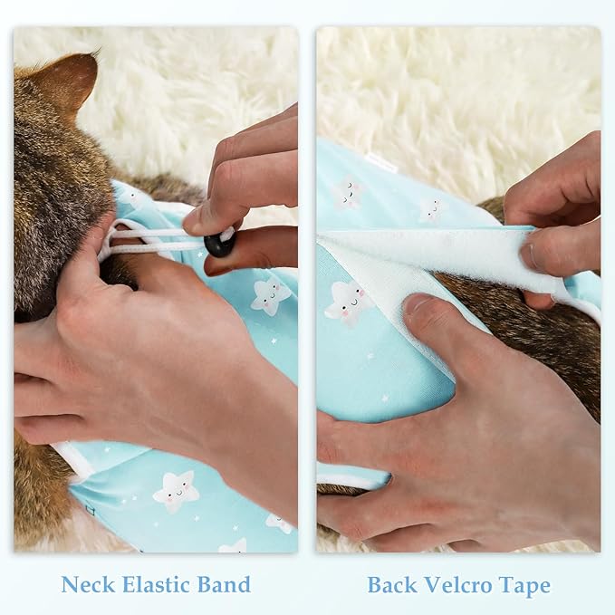 ANWA Cat Recovery Suit - Breathable Cat Onesie for Cats After Surgery Female, Kitten Surgery Recovery Suit Female Abdominal Wounds