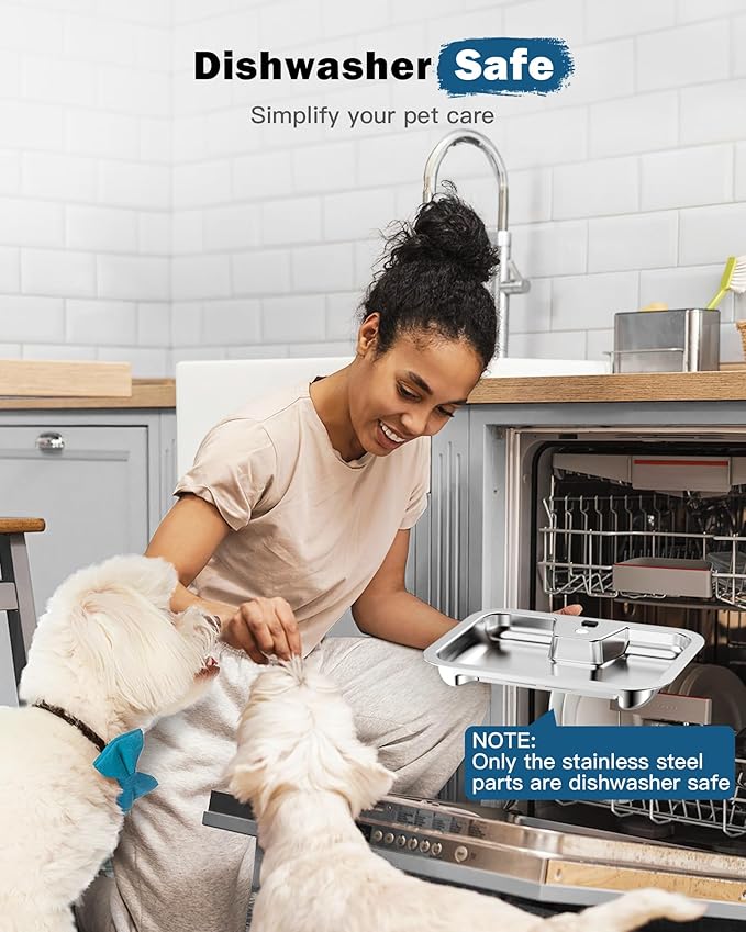 PETNF Dog Water Fountain for Large Dogs, 11L/3Gallon Stainless Steel Large Dog Fountain Water Bowl, Automatic Pet Water Bowl Dispenser with 2 Filters Indoor, Quiet and Safe Pump, Easy to Clean