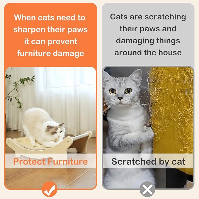 Cat Scratcher Sisal Cat Scratching Bed 19.6 inches Cat Scratch Chair Hammock Lounge Cat Scratcher for Indoor Cats Scratching Post Lounger