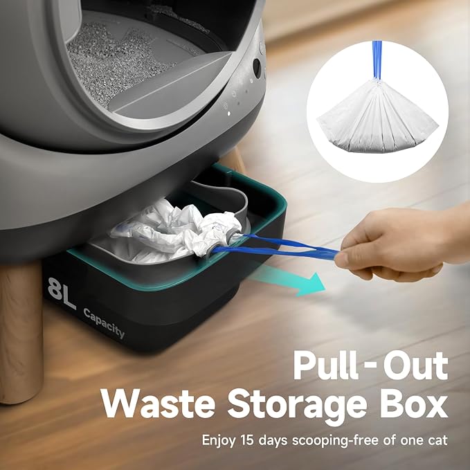 Self Cleaning Litter Box, LAGBY G1 Automatic Litter Box for Cats, Large Robot Cat Litter with Odor Control Anti-Pinch Safety Protection Included Liners and Mat