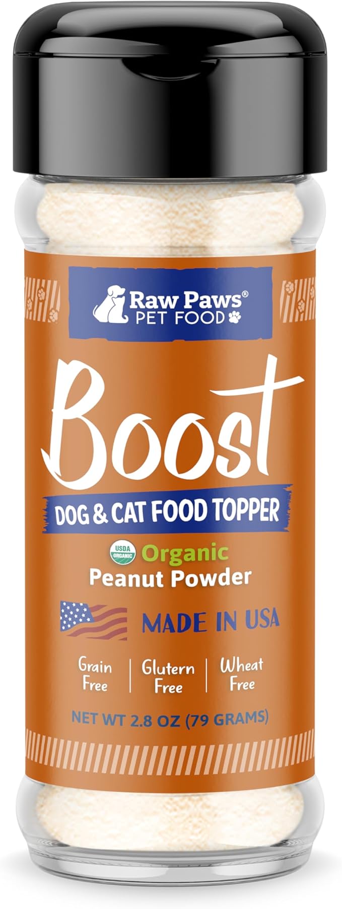 Raw Paws Boost Pet Food Topper Organic Peanut Powder, 2.8-oz - Made in USA - Dog Food Topper, Peanut Butter Treats Meal Toppers for Dogs, Flavor Food Toppers for Picky Dogs, Food Sprinkles