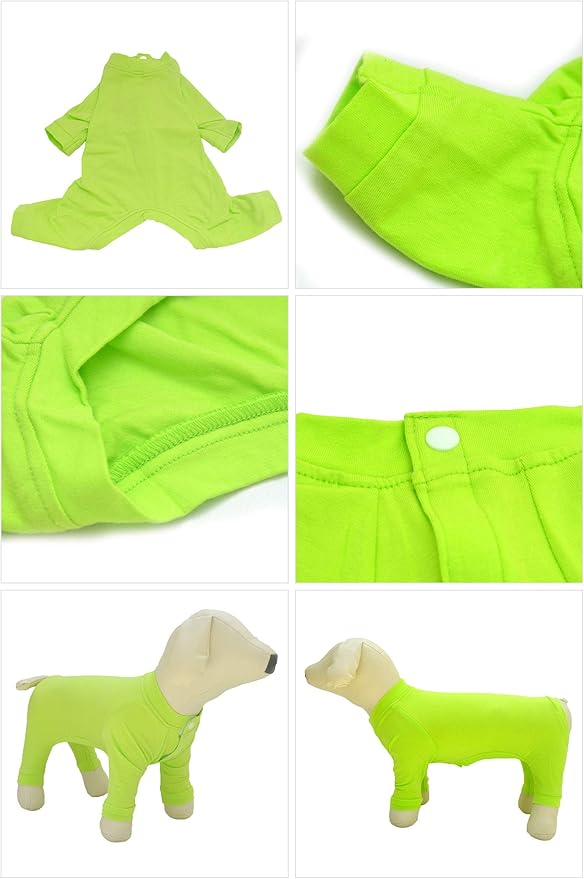 Lovelonglong Four Feet Dog Lightweight Pajamas, Pure Cotton Dog Jumpsuits 4 Legs Dog Onesies T-Shirt Stylish PJS Puppy Costume for Large Medium Small Dogs Green XXL