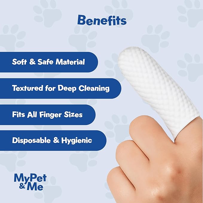 Disposable Finger Toothbrush – 50 Ct | Gentle Dental Wipes for Dogs & Cats | Easy, No-Rinse Oral Cleaning Gloves | Hassle-Free Pet Teeth Cleaning Solution