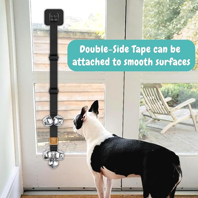 Dog Bells to Go Outside Dog Door Bell Premium Quality Buckle Adjustable Dog Bell Dog Attached to doorknob or Anywhere Near The Door, Length and Height Adjustable
