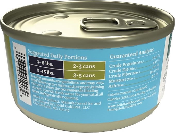 Solid Gold Wet Cat Food Pate - Healthy Canned Cat Food Pate w/Real Tuna & Sardine, Omega Fatty Acids, Vitamins & Minerals - Grain Free & Gluten Free Can Meals for Cats & Kittens - 3ct/3oz Cans