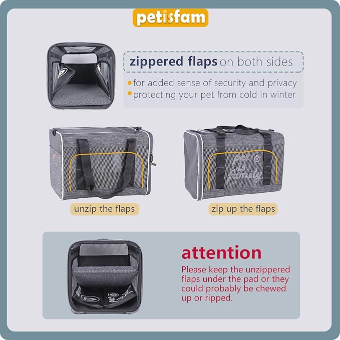 petisfam Large Cat Carrier with Privacy Flaps for Nervous and Sensitive Cats