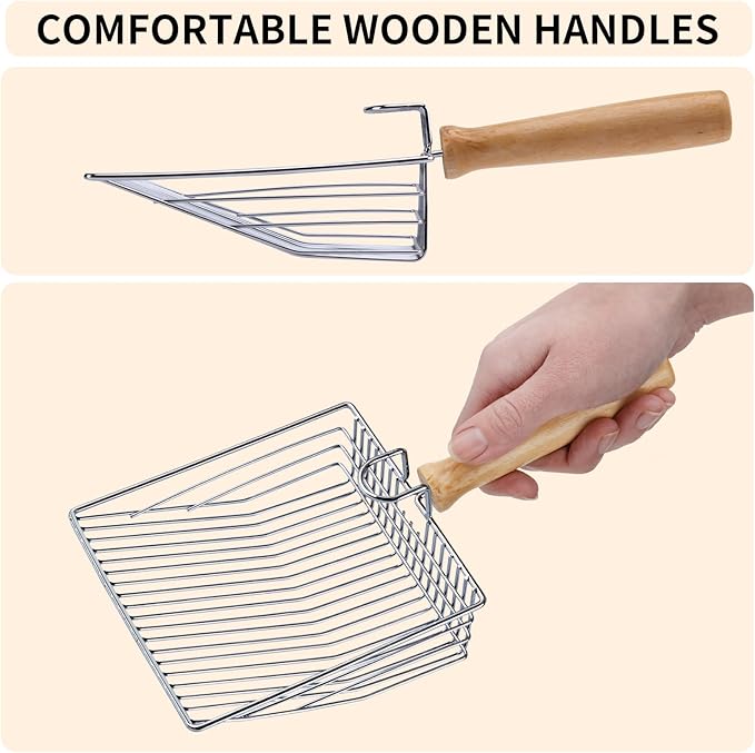 DHXYZZB Cat Litter Scoop, Metal Cat Litter Scooper Kitty Poop Scooper Stand for Litter Box, Fast Sifting Non-Stick Large Cat Poop Sifting cat Scooper (Silver, Large)