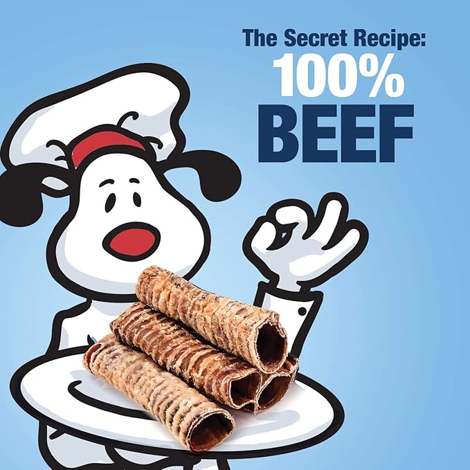 ValueBull Beef Trachea Tubes, Premium 10-12 Inch, 20 Count - Natural Angus Dog Chews with Glucosamine, Chondroitin & Amino Acids